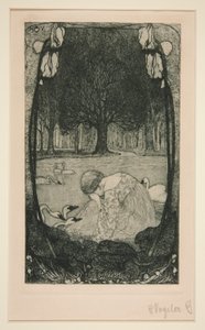 mujer llorando en el lago de Heinrich Vogeler