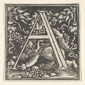 Letra inicial A con putto de Heinrich Vogtherr