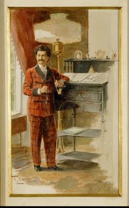 Johann Strauss hijo en la mesa alta de su estudio ... (acuarela) de Heinrich Zasche