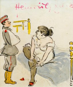 Soldado herido y prostituta de Heinrich Zille