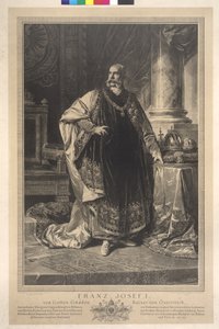 Figura entera de pie Francisco José I con la túnica de vellón