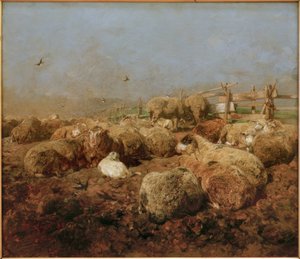 Ovejas en el corral de Heinrich von Zügel