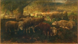 Ovejas bajo los árboles de Heinrich von Zügel