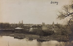 Primera Guerra Mundial: Ucrania en los años 1914-1916 durante la invasión del ejército alemán. Vista de Sumy de Heldenfriedhof Dsessentniki (attr. to)
