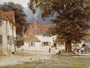 Un carro junto a una posada del pueblo, 1878 de Helen Allingham