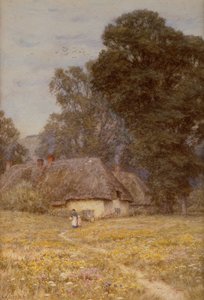 Cabañas en Quidhampton, cerca de Salisbury (acuarela sobre papel) de Helen Allingham