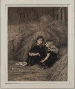 Dos chicas en un granero de Helen Allingham