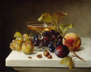 Naturaleza muerta con frutas y champán, 1869 de Helen Searle