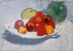 Bodegón con frutas, c.1915 (óleo sobre lienzo) de Helene Schjerfbeck