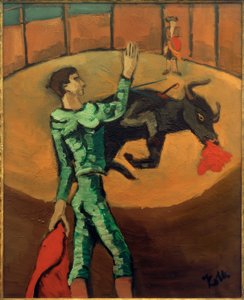 Arena con torero y toro moribundo (Tauromaquia III) de Helmut Kolle