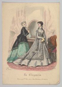 Dos Mujeres con un Espejo, No. 868, de La Elegancia San Sebastián, siglo XIX de Heloise Leloir
