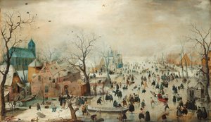 Alemán: Winter landscape with skaters Paisaje invernal con patinadores