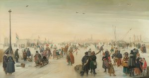 Alegrías de invierno fuera de la ciudad de Hendrick Avercamp