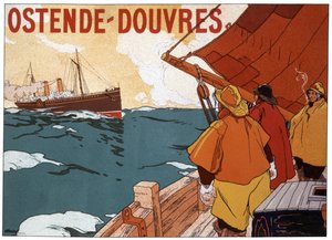 Transbordador entre Ostende y Dover, hacia 1900 (cartel) de Hendrick Cassiers