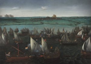 Batalla entre barcos holandeses y españoles en el Haarlemmermeer, c.1629