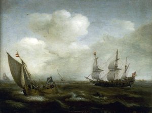 Barco holandés y pesquero en la brisa de Hendrick Cornelisz Vroom