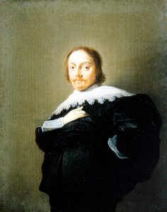 Retrato de un Caballero con Traje Negro y Collar de Encaje