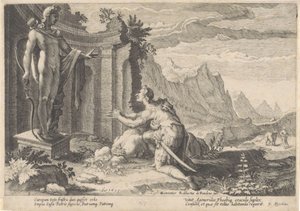Cadmo consulta el oráculo de Delfos Metamorfosis de Ovidio (título de la serie) de Hendrick Goltzius (workshop of)