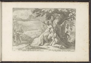 Clymene asigna Faetón a su padre, el dios del sol Metamorfosis de Ovidio (título de la serie) Recreaciones de P. Ovidius Naso (título de la serie) de Hendrick Goltzius (workshop of)
