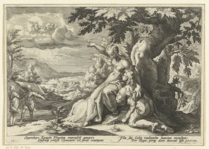 Clymene asigna Faetón a su padre, el dios del sol Metamorfosis de Ovidio (título de la serie) de Hendrick Goltzius (workshop of)