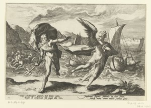 cuervo verandert en een kraai Neptuno en Coronis Metamorfosis de Ovidio (título de la serie) de Hendrick Goltzius (workshop of)