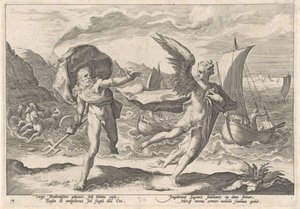 Coronis se convierte en cuervo Metamorfosis de Ovidio (título de la serie) de Hendrick Goltzius (workshop of)