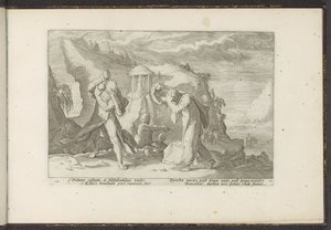 Deucalion y Pyrrha crean una nueva raza humana Metamorfosis de Ovidio (título de la serie) Recreaciones de P. Ovidius Naso (título de la serie) de Hendrick Goltzius (workshop of)