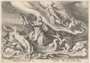 Juno se queja con Thetis y Oceanus Metamorfosis de Ovidio (título de la serie) de Hendrick Goltzius (workshop of)