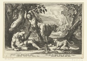 Mercurius doodt Argus Metamorfosis de Ovidio (título de la serie) de Hendrick Goltzius (workshop of)