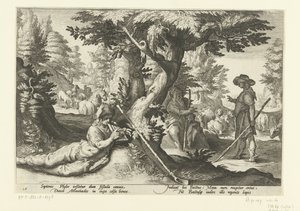 Mercurio en Battus Metamorfosis de Ovidio (título de la serie) de Hendrick Goltzius (workshop of)