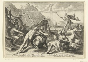 Neptuno y los dioses del río provocan una inundación Metamorfosis de Ovidio (título de la serie) de Hendrick Goltzius (workshop of)