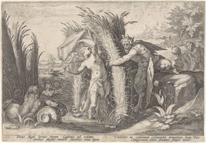 Pan en Jeringas Van Ovid transfigurado (título de la serie) de Hendrick Goltzius (workshop of)