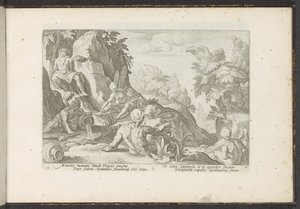 Peneo visitado por otros dioses del río Metamorfosis de Ovidio (título de la serie) Recreaciones de P. Ovidius Naso (título de la serie) de Hendrick Goltzius (workshop of)