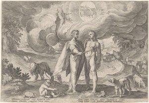 Prometeo crea al primer hombre Metamorfosis de Ovidio (título de la serie) de Hendrick Goltzius (workshop of)