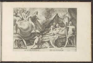 Venus y Marte atrapados Metamorfosis de Ovidio (título de la serie) Recreaciones de P. Ovidius Naso (título de la serie) de Hendrick Goltzius (workshop of)
