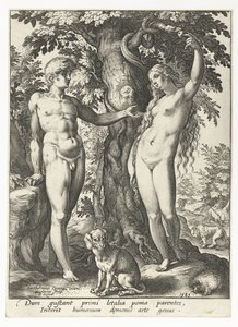Adán y Eva y la serpiente de Hendrick Goltzius