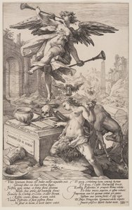 Alegoría de la fama y la historia, de Los héroes romanos de Hendrick Goltzius
