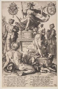 Alegoría de Roma, lámina de Los héroes romanos de Hendrick Goltzius