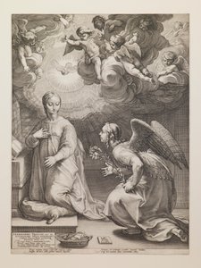 Anunciación, de la serie «La vida de la Virgen» de Hendrick Goltzius