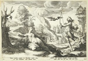 Apolo mata a Coronis de Hendrick Goltzius