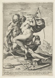 Trabajo e Industria (Labor / Diligentia) La recompensa del trabajo, la diligencia, la práctica y el arte (título de la serie) de Hendrick Goltzius