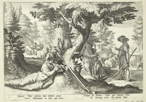 Battus se convierte en piedra de Hendrick Goltzius