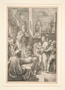 Cristo ante Caifás, lámina 4 de la serie La Pasión de Cristo