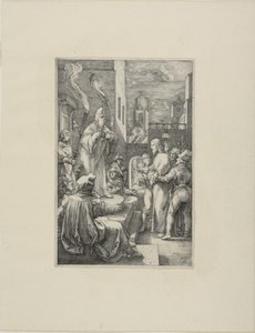 Cristo Ante Caifás, placa cuatro de La Pasión de Cristo de Hendrick Goltzius