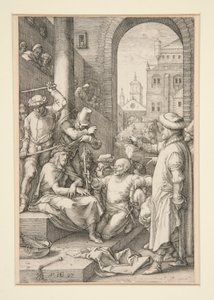 Cristo Coronado de Espinas, de La Pasión, #7 en una serie de 12 grabados de Hendrick Goltzius