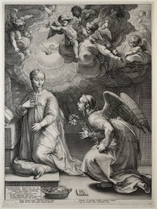 La Anunciación Primeros años de María (título de la serie) Obras maestras (título de la serie) de Hendrick Goltzius