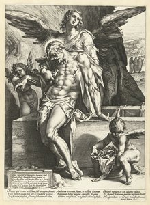 Los ángeles llevan el cuerpo de Cristo de Hendrick Goltzius
