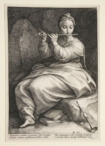 Euterpe, lámina 6 de la serie Las nueve musas de Hendrick Goltzius