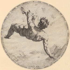La caída de Faetón, página 3 de la serie «Los cuatro conquistadores del cielo» de Hendrick Goltzius