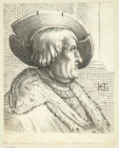 Retrato imaginario de un anciano con sombrero de perfil de Hendrick Goltzius